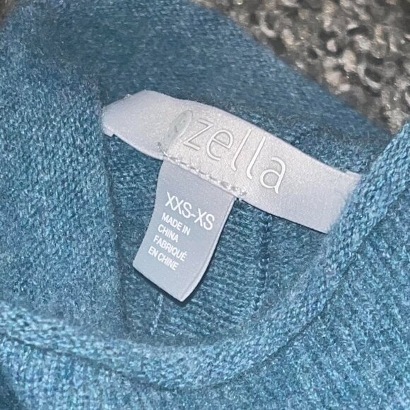Zella Blue/Turquoise Cashmere Wool Blend Long Sleeve Turtleneck Sweater - Picture 7 of 7